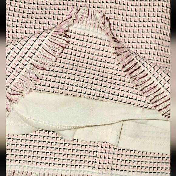 Loft sz 6p Tweed Fringe Sheath Dress pink cream and black - Picture 13 of 13